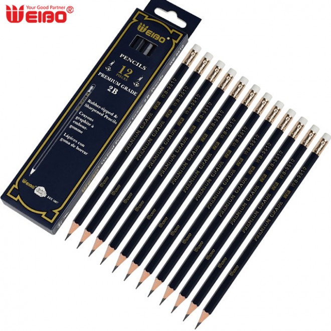 Weibo 2B Wood Pencil Art Writing High Quality 12 pcs/set Professional Blue Sketch Drawing Pencil Set
