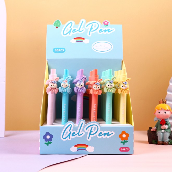 WEIBO Cartoon Rabbit design display package 0.7mm retractable ballpoint pen school students supply roller ball point pen