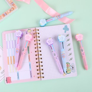 WEIBO New Creative Cute Cartoon Decoration Color 4 In 1 Ballpoint Pen 0.7mm Plastic Ballpoint Pen