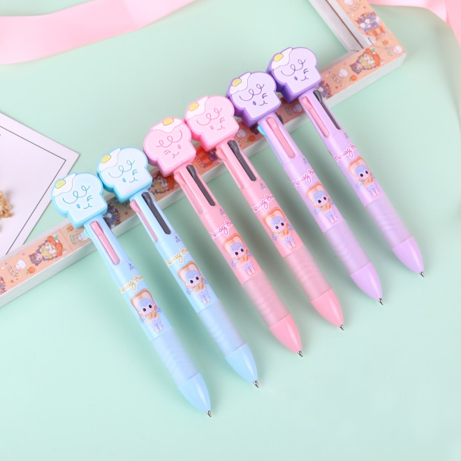WEIBO New Creative Cute Cartoon Decoration Color 4 In 1 Ballpoint Pen 0.7mm Plastic Ballpoint Pen