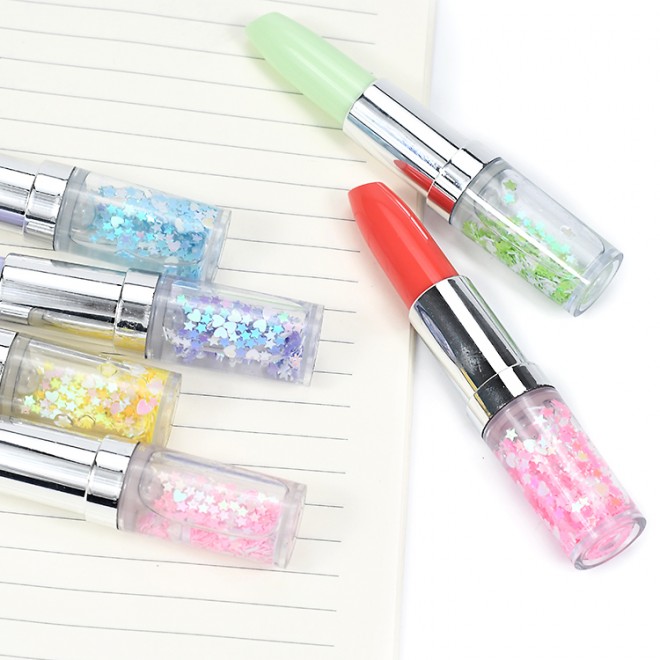 Wholesale 0.38mm 48pcs set Creative lipstick style Gel Ink Pen Black Needle Tube For Writing Stationery School Student
