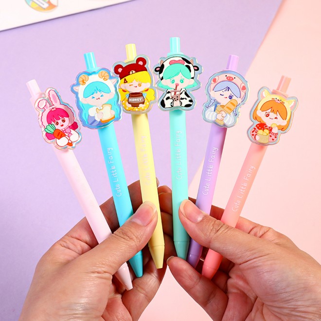 WEIBO girl design display package 0.7mm retractable ballpoint pen school students supply roller ball point pen