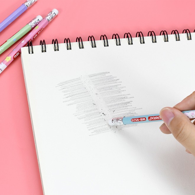 WEIBO High Quality Cartoon Pencil 2B Wooden 12pcs Set With Eraser clear writing Smooth For Exam Soft Writing For School Students
