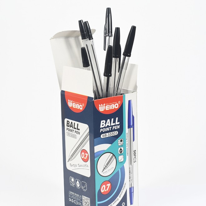 0.7mm Ballpoint Pen Plastic Oil Pen  Bullet Surper Smooth Ball Point Pen Black for School Office Supplies Wholesale