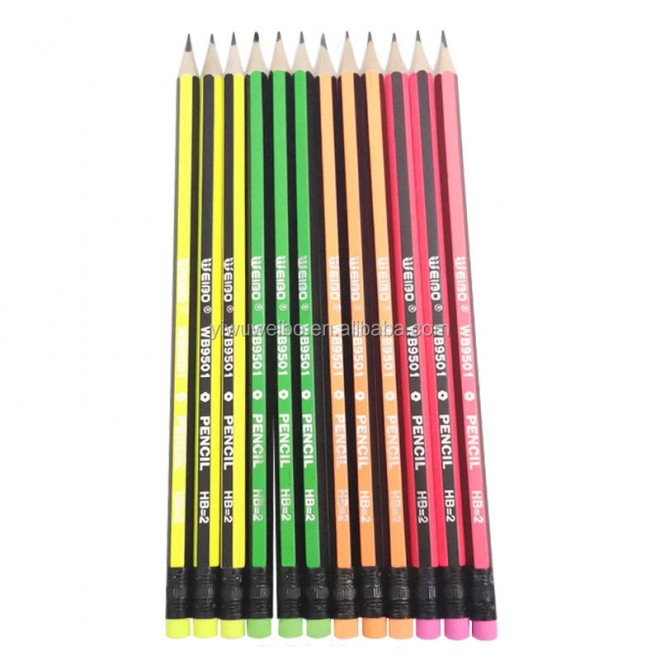 Weibo Kawaii designs regular Pencils With Rubber Drawing Pencil Set Material Escolar For school supplies kids Eraser tip Pencils