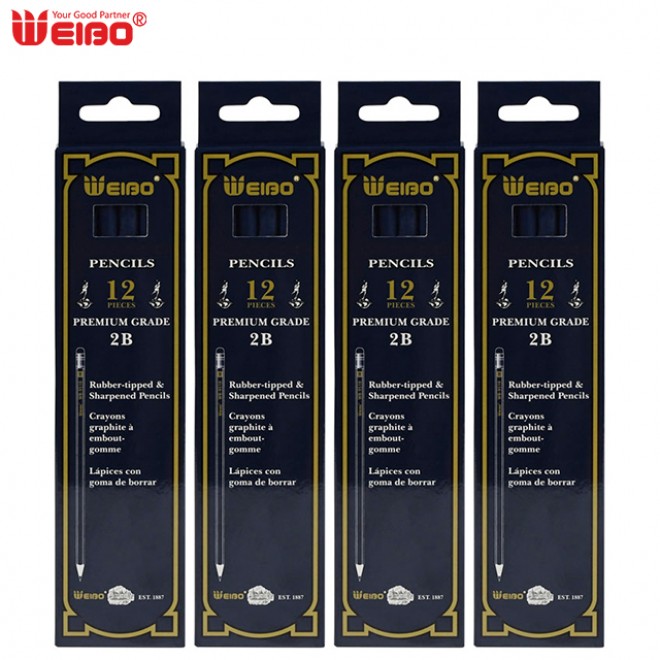 Weibo 2B Wood Pencil Art Writing High Quality 12 pcs/set Professional Blue Sketch Drawing Pencil Set