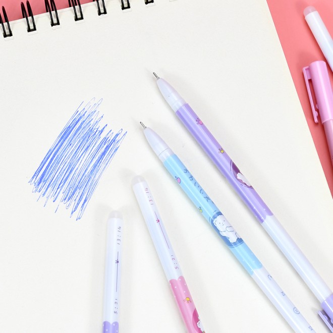 Cartoon 12pcs Pack 0.5mm Blue Cute Erasable Gel Ink Pen Set Rollerball Fine Point Pens For School Student Writing Stationary