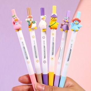 WEIBO Duckling design display package 0.7mm retractable ballpoint pen school students supply roller ball point pen