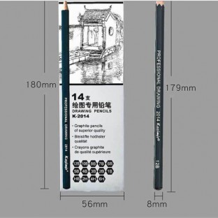 Professional Drawing Sketching Pencil Set 14 Pcs Drawing Pencils 12B 10B 8B 7B 6B 5B 4B 3B 2B 1B HB 2H 4H 6H Graphite Pencil