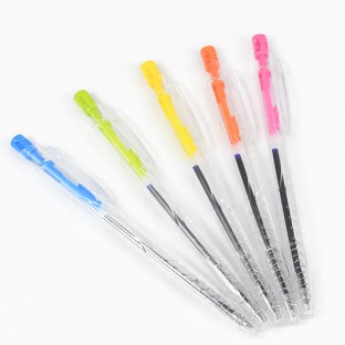 0.5mm 50PCS/Box Transparent Smooth Retractable Ballpoint Pen Plastic Oil Ballpoint Pen For School Student Office Supplie