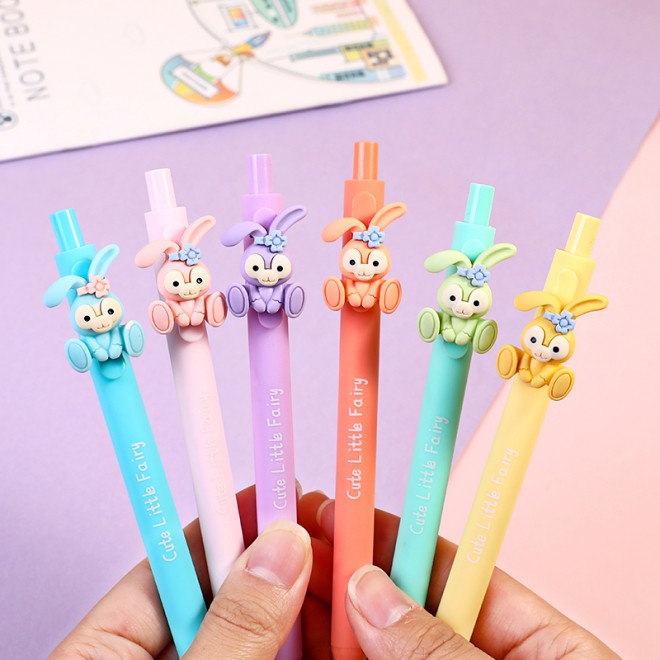 WEIBO Cartoon Rabbit design display package 0.7mm retractable ballpoint pen school students supply roller ball point pen