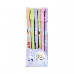 Cartoon 12pcs Pack Wholesale 0.5mm Blue Plastic Erasable Gel Ink Pen Set For School Student Writing Stationary