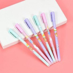 Customize Cartoon Fine Point Pens 12pcs Pack 0.5mm Blue Plastic Erasable Gel Ink Pen Set For back to School Student gift Writing