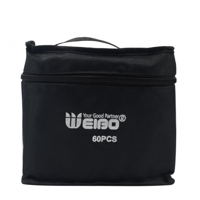 Weibo new double head marker waterproof bag design, 60 color marker suit, spot small head hook line