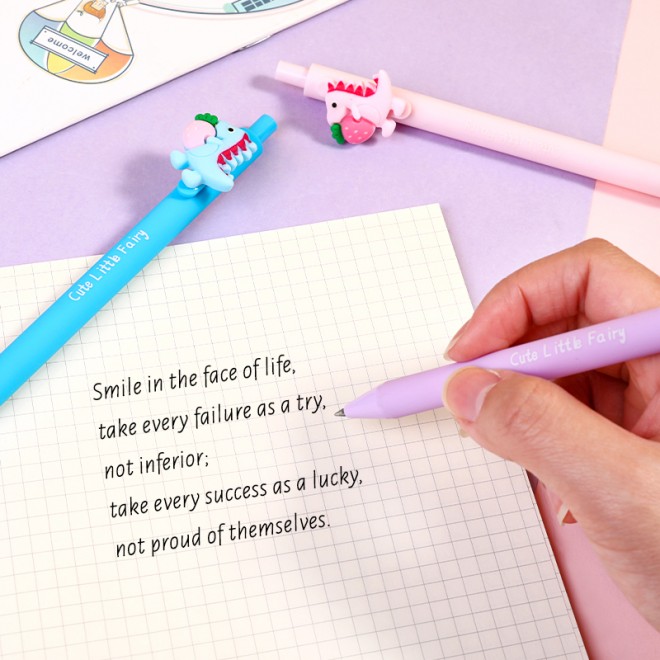 WEIBO Little dinosaur design display package 0.7mm retractable ballpoint pen school students supply roller ball point pen