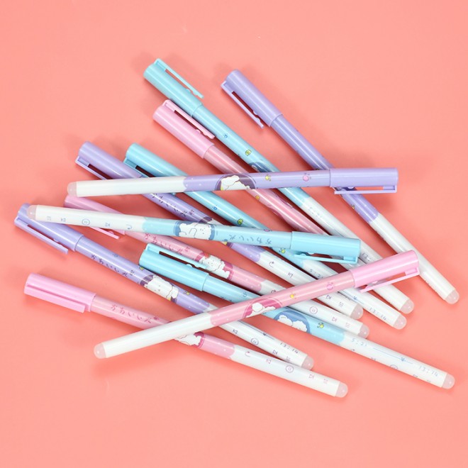 Cartoon 12pcs Pack 0.5mm Blue Cute Erasable Gel Ink Pen Set Rollerball Fine Point Pens For School Student Writing Stationary