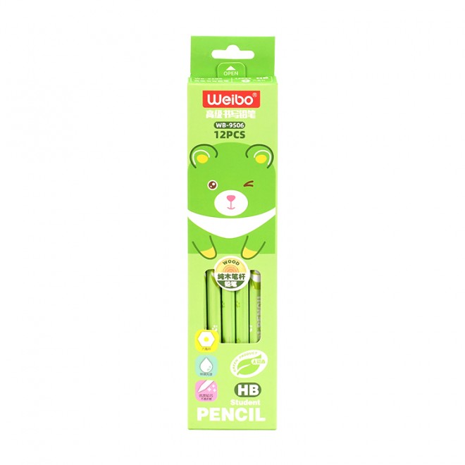 High Quality 12pcs Drawing Pencil Set Hexagonal Cartoon Design Smooth Writing HB Pencil With Eraser For Student Writing Pencil