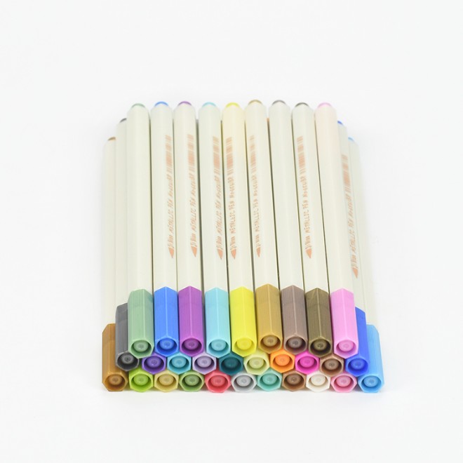 Factory Sale Set of 30 Metallic Calligraphy Brush Marker Pens Bright Color Painting Pen  for DIY Birthday Card Rock Painting