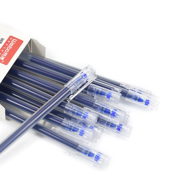 0.5mm 12pcs set Large Capacity Gel Ink Pen Transparent Blue For Office Writing Stationery School Student Homework