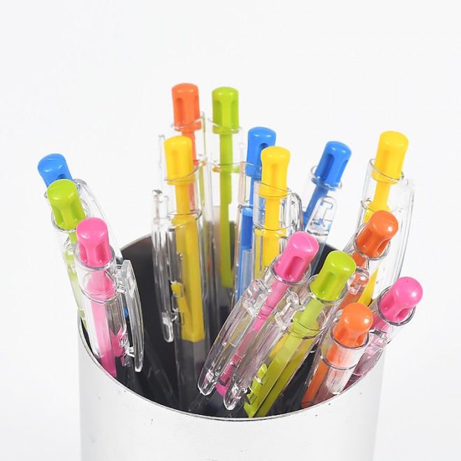 0.5mm 50PCS/Box Transparent Smooth Retractable Ballpoint Pen Plastic Oil Ballpoint Pen For School Student Office Supplie