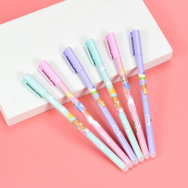 New Cartoon 12pcs Pack 0.5mm Blue Cute Erasable Gel Ink Pen Set Rollerball Fine Point Pens For Back to School Student Writing