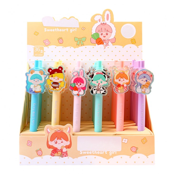 WEIBO girl design display package 0.7mm retractable ballpoint pen school students supply roller ball point pen