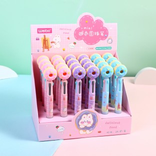 Ballpoint pen, four color creative pen, doughnut, cute and affordable for children  WEIBO Brand Promotion Pen