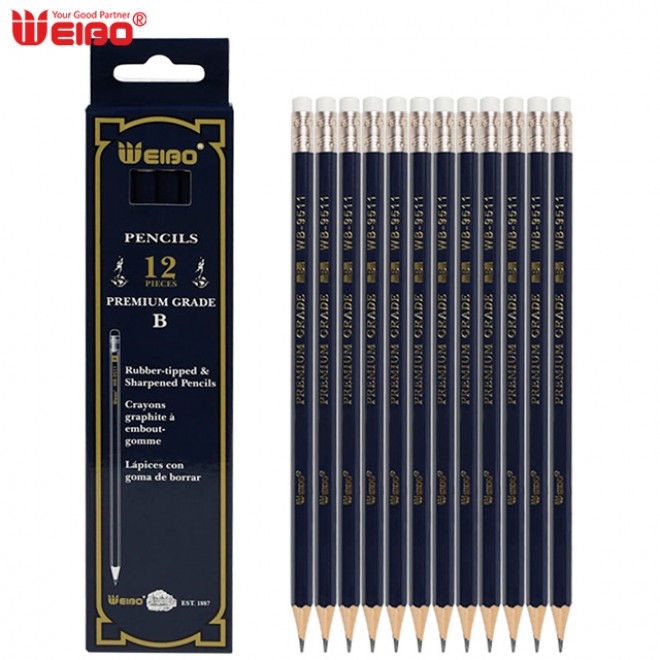 Smooth Wooden 12pcs Set Charcoal Pencil B With Eraser Writing Instruments Sketching And Drawing For School Students