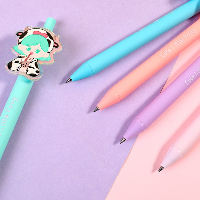 WEIBO girl design display package 0.7mm retractable ballpoint pen school students supply roller ball point pen