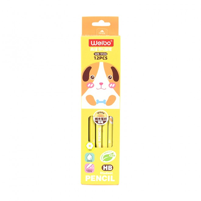 High Quality 12pcs Drawing Pencil Set Hexagonal Cartoon Design Smooth Writing HB Pencil With Eraser For Student Writing Pencil