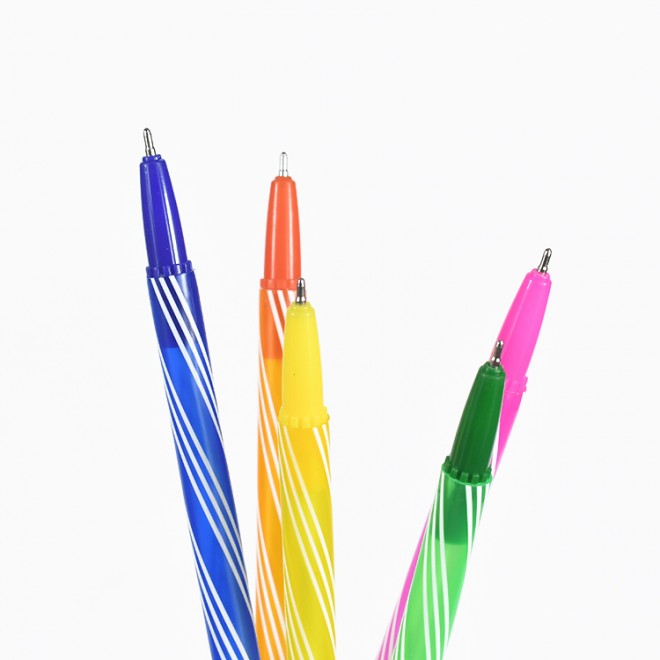 Weibo2021 new custom LOGO colorful striped shell ballpoint pen factory wholesale Ballpoint Pen For School Student Office Wtiting