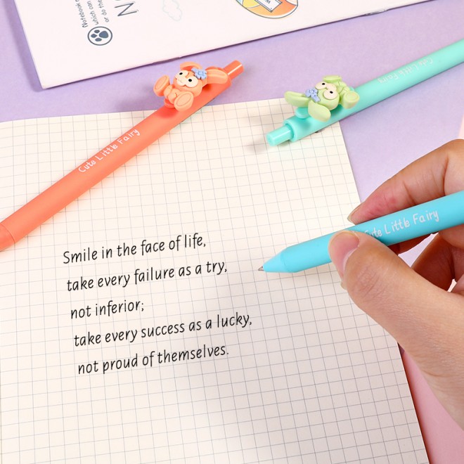 WEIBO Cartoon Rabbit design display package 0.7mm retractable ballpoint pen school students supply roller ball point pen