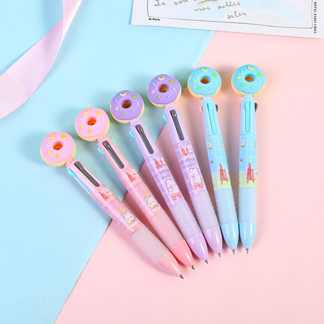 Ballpoint pen, four color creative pen, doughnut, cute and affordable for children  WEIBO Brand Promotion Pen