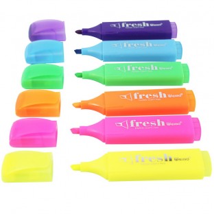 12pcs/set highlighter single tip 6 Color Marker fluorscent Pen Resaltador marcador note Pen Stationery Office school WB-101-B12