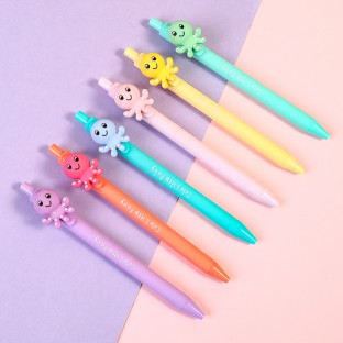 WEIBO Small octopus design display package 0.7mm retractable ballpoint pen school students supply roller ball point pen