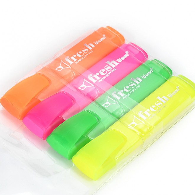 4 Colors Highlighter Pastel Colors Flat Chisel Tip Marker Pen Water Based Quick Dry ink for Extra Long Marking