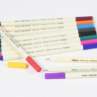 Hook Line Pen 0.38mm 12 Different Colors  Water Based Ink Watercolor Pen Set Gift Gel Metal Customized Fineliner Color Pen