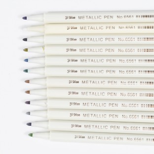 Factory On Sale 12pcs set Metallic Color Pen Fine Tip Water Based Ink Bright Art Marker Pen Fit Write Greeting Card DIY