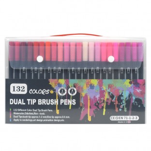132 Colors Large Capacity Dual Tip Soft Brush Pens Fine Tip Watercolor pen for Coloring Calligraphy Artists Beginner Painters