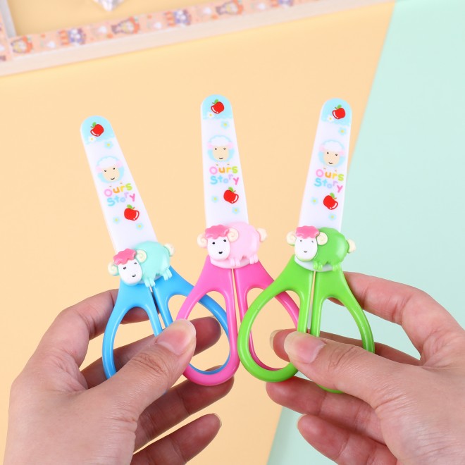 Cartoon Scissors Student Safety Cute Lively Sheep Pattern Scissors New Products Wholesale Plastic Handle