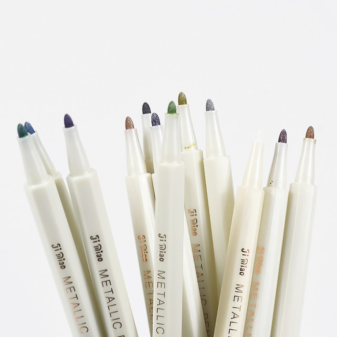 Factory On Sale 12pcs set Metallic Color Pen Fine Tip Water Based Ink Bright Art Marker Pen Fit Write Greeting Card DIY