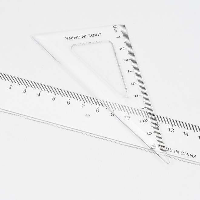 Hotsale 4 Pieces Math Geometry Tool Plastic Clear Ruler Sets Straight Ruler Triangle Ruler Protractor  for School Office