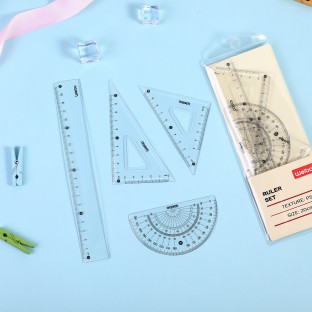 WEIBO Hot Selling Measuring Tool 4pcs Geometry Ruler Set School Plastic Ruler Set For Kids