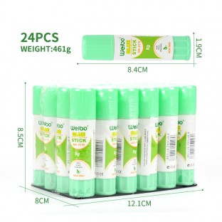 Newest 8g 8.4*2cm 24pcs set Strong Adhesive Green Glue Stick  for Adult Kids School Hand DIY Making Craft Scrapbooking