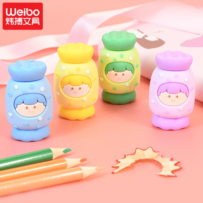 Creative cartooncandy  pencil sharpener small cute multifunctional pencil sharpener children student stationery pencil sharpener