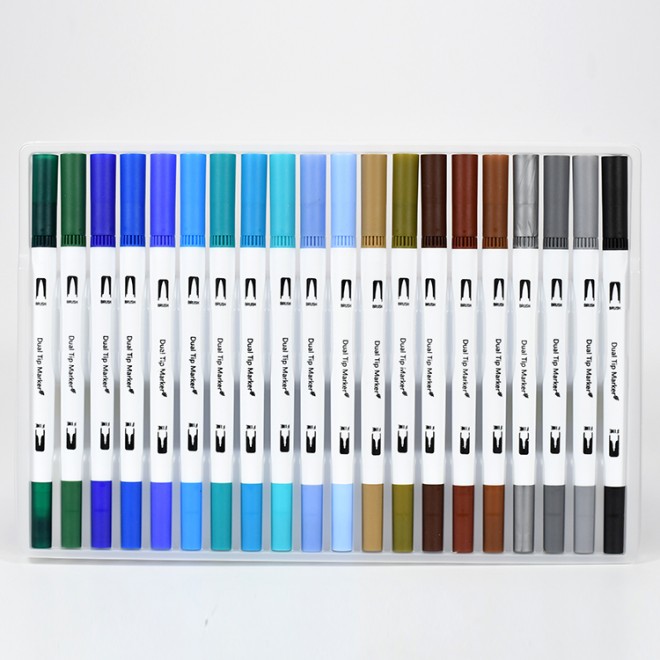 60 Colors Acrylic Dual Tip Brush Pens Fine Tip triangular Watercolor Marker pen for paint Coloring Calligraphy Artists Painter