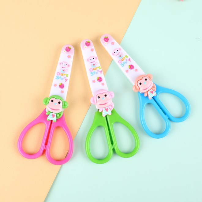 Cartoon Scissors Cute Stationery Cartoon Scissors Student Safety Little Monkey Pattern Scissors New Products Wholesale