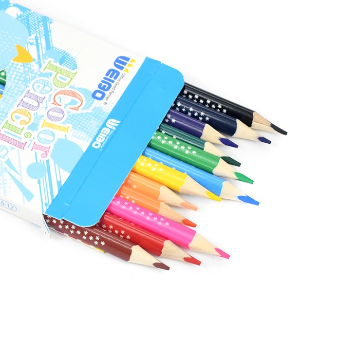 High quality 12 color wooden pencil custom color pencil set coloring pencil for kids gift weibo suppliers stationery wholesale