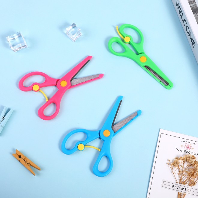 Stainless Steel Forfex Creative Tri-color Scissors For Students Blue Green Pink New Product Wholesale Not Hurt The Hand