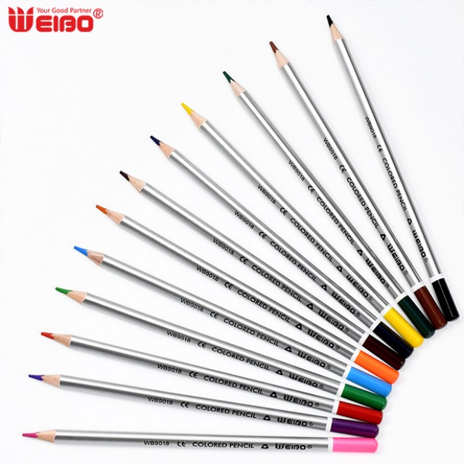 Brand WEIBO Factory sale 12pcs Bulk Set color pencil Smooth Triangle children's for school students Children Kids Drawing